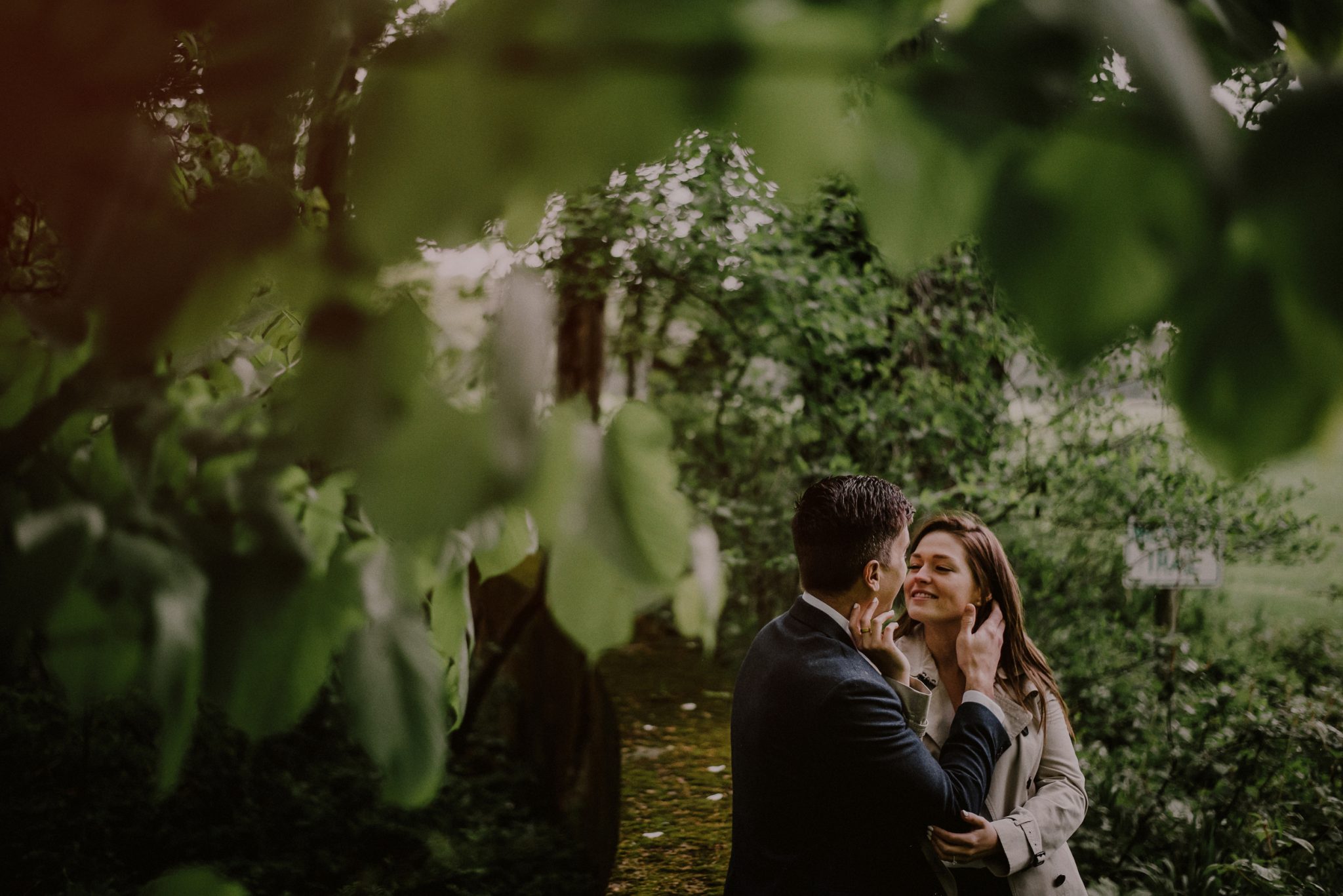 woodsy engagement session in park in new jersey - surprise proposal