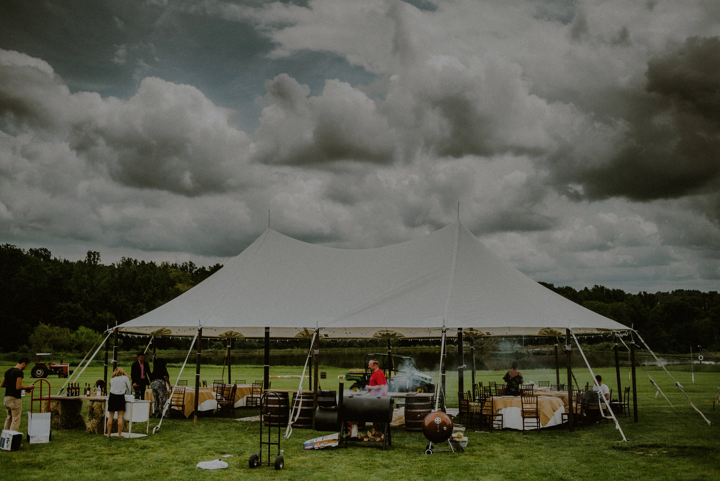 tented outdoor reception set up at born to run farm in glen gardner 