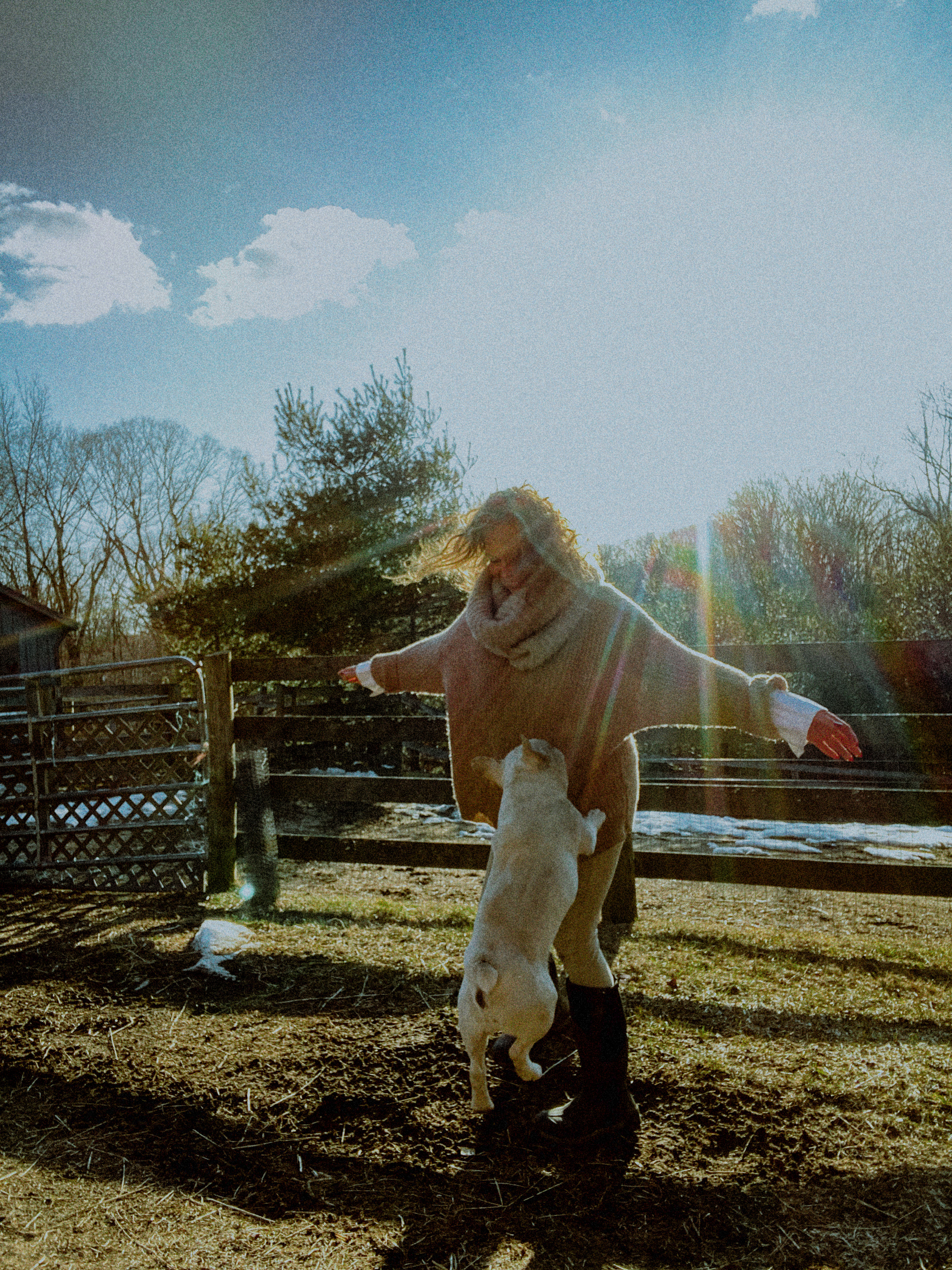 virtual photoshoot of woman and her dog outdoors
