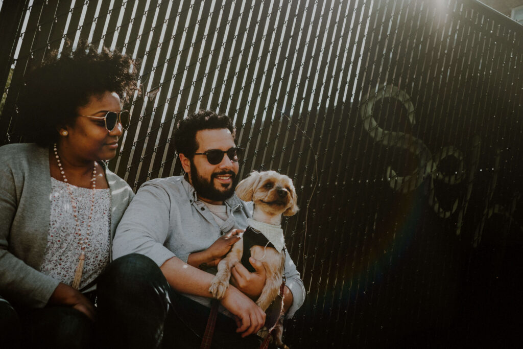 engagement photo with dog