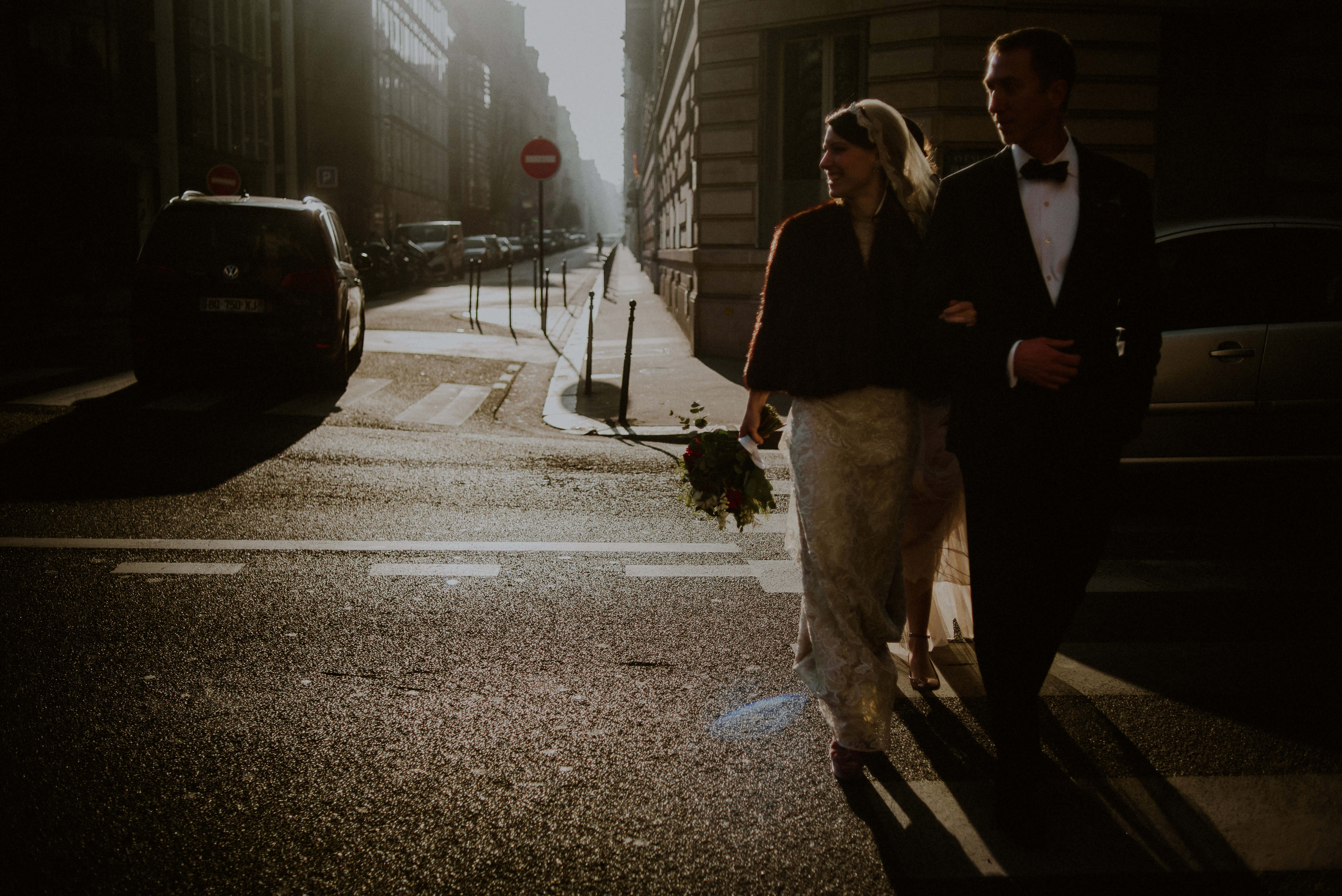 walking through paris for wedding