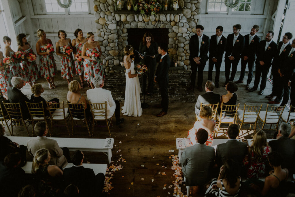 wedding ceremony taking place at bonnet island estate chapel
