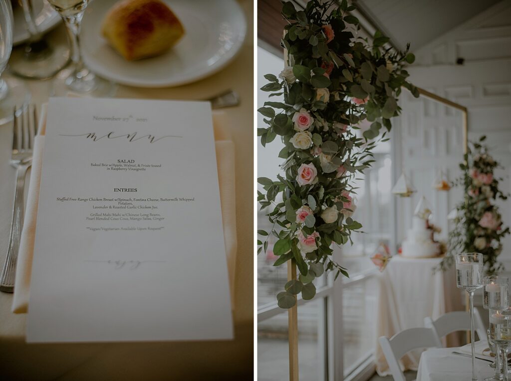 menu and wedding luncheon details at liberty house wedding venue