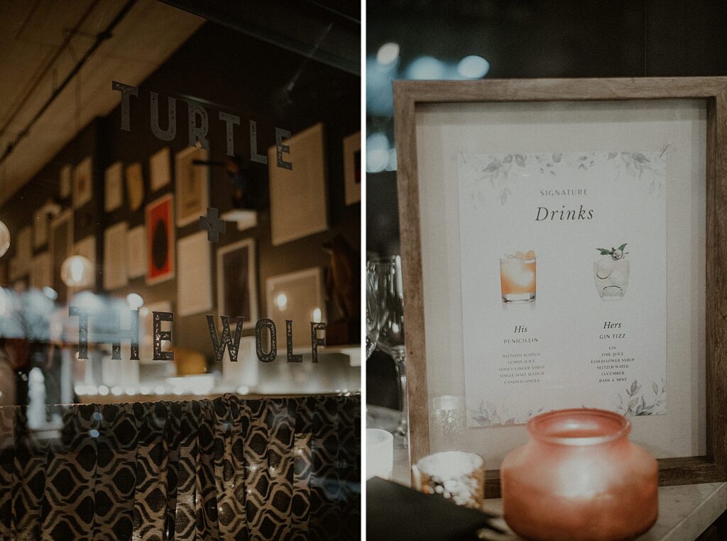 details and drink menu at turtle and the wolf restaurant