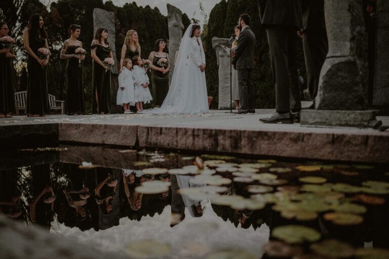 reflection on water in foreground of ceremony space at nine muses