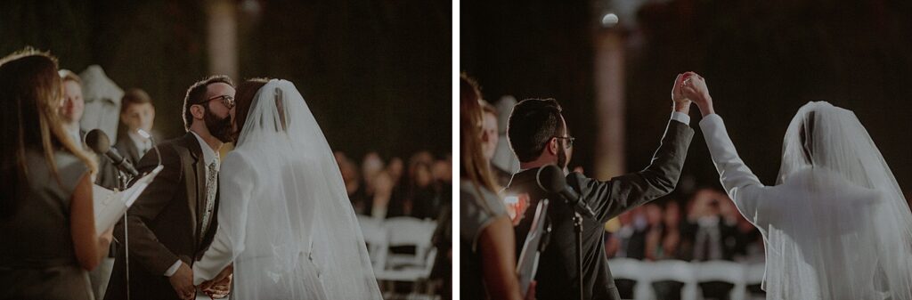 bride and groom first kiss and exit out of ceremony