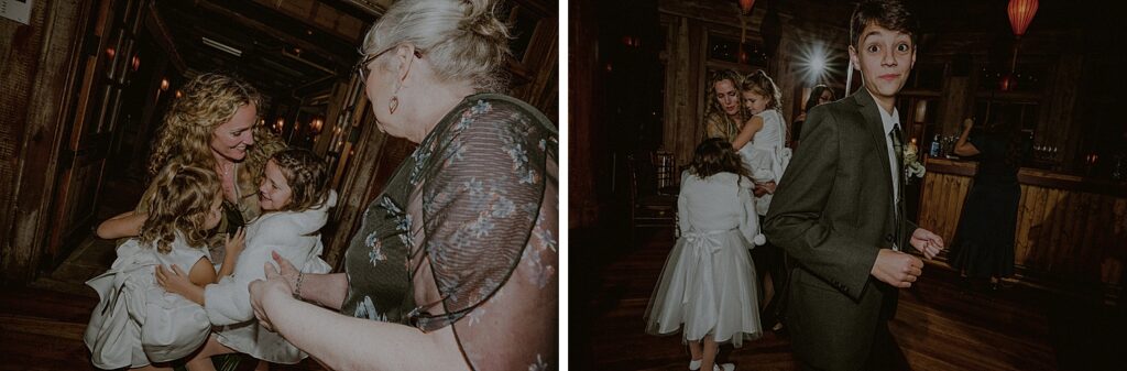 wedding guests enjoying reception dancing