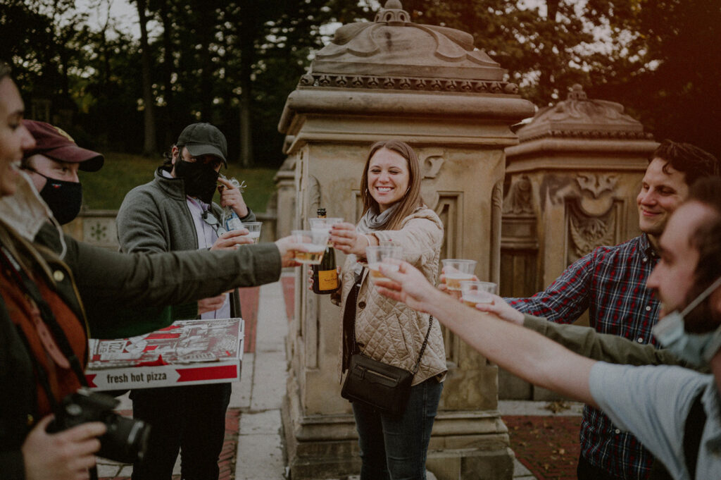 friends toasting with champagne