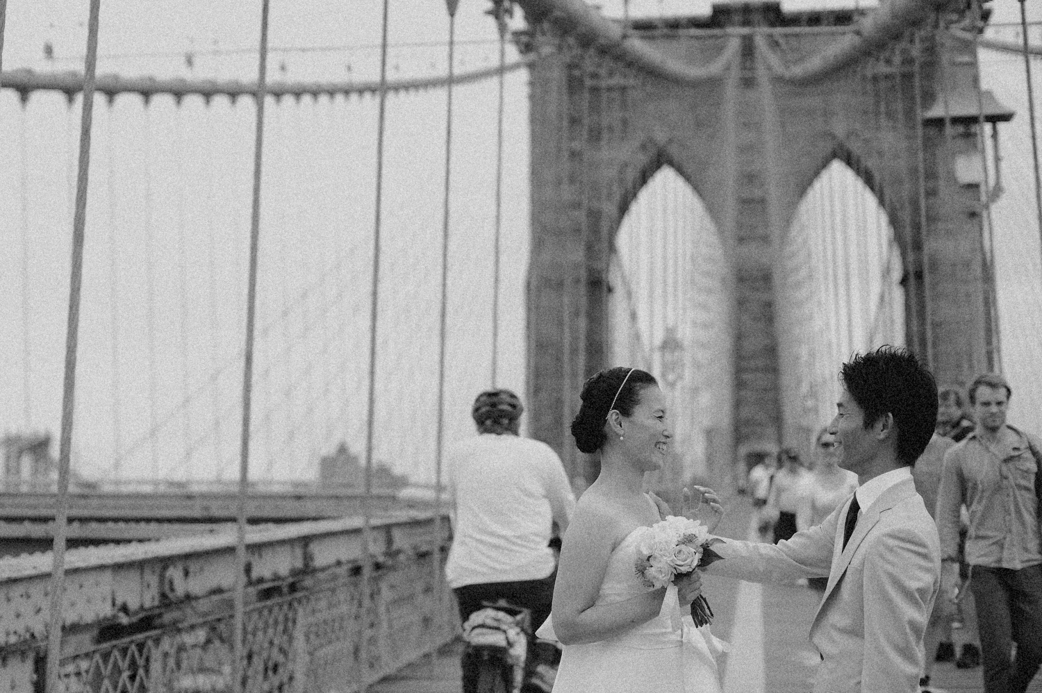 Asian Bride Groom Brooklyn Bridge Elopement