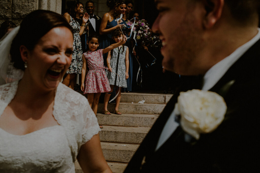Bride Groom Exiting Brooklyn Church Wedding