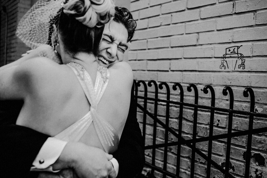 Bride Groom First Look Greenwich Village Ny Candid Moment Captured