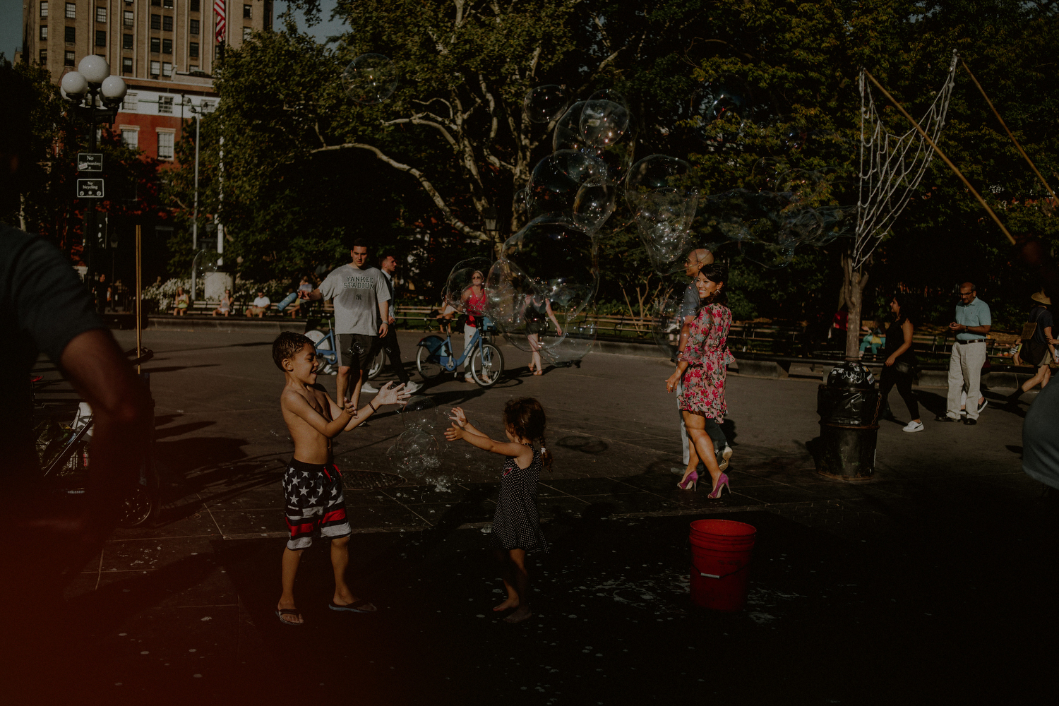 Dark Moody Image Washington Square Park Elopement Children Playing