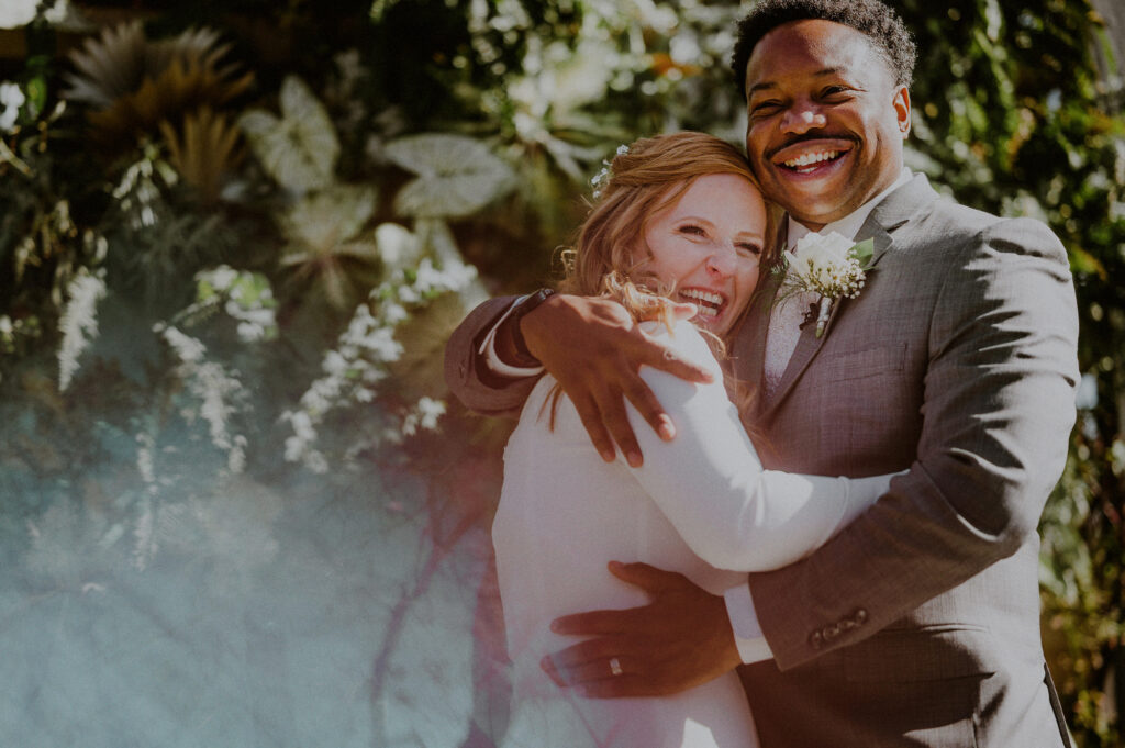 Elated Couple After Elopement Ceremony In Poconos