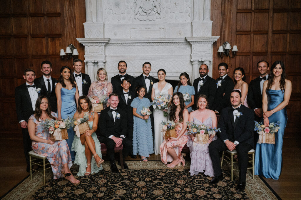 Formal Bridal Party Family Portrait At Skylands Manor Wedding