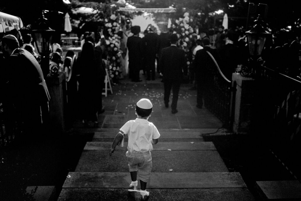 Jewish Child With Kipah Running Down Steps Jewish Wedding Ceremony